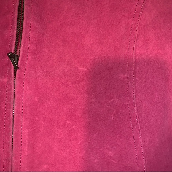 Chico's 1 Pink Leather Jacket with Relaxed Fit and Zip-Up Style - Picture 6 of 9